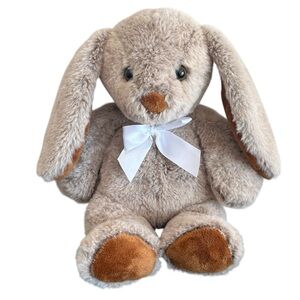 Kaisiyang Plush Bunny Rabbit Bow Stuffed Animal Brown Foot Pads Ears